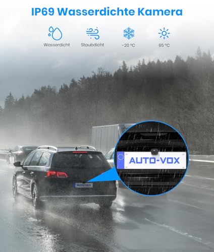 AUTO-VOX Wireless Reversing Camera Set: 5 Inch HD Monitor, 30 Minutes Mounting, Stable Digital Signal, Supports 2 Cameras & Colour Night Vision, Rear View Camera for Car, Pickup, SUV, Van