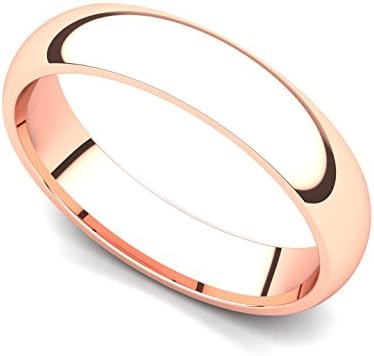 14k Rose Gold 4mm Classic Plain Comfort Fit Wedding Band Ring