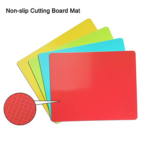 Durable Flexible Cutting Board, XL Cutting Board Mats Set with Food Icons for Kitchen, RV, Bar, BPA Free & FDA Approved (Set of 4)