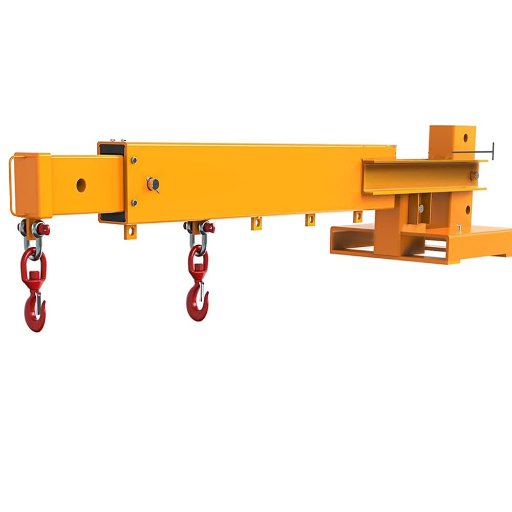 Photo 1 of ***PARTIAL SET, MISSING PIECES*** Forklift Mobile Crane 6000lbs/3T Capacity,Adjustable Hoist Pivoting Forklift Jib Boom Crane Forklift Lifting Attachment 2 Hooks Hoisting Attachment for Forklift