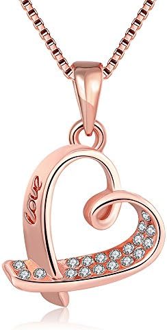 Beauty Jewelry Fashion Crystal Women's Rose Gold Plated Heart-shaped Pendant Necklets,Women's Neckwear