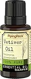 Piping Rock Vetiver 100% Pure Essential OIl 1/2 oz (15 ml) Dropper Bottle Vetiveria Zizanioides Therapeutic Grade