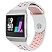 UMTELE Compatible for Fitbit Ionic Band, Two-Toned Perforated Strap Breathable Accessory Wristband with Quick Lock&Release Buckle Replacement for Fitbit Ionic Smart Watch, Large, Pink/White