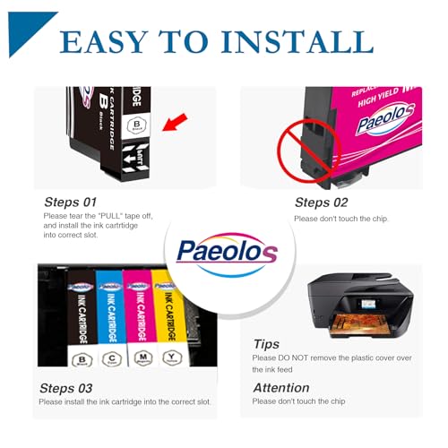Paeolos Replacement for 604XL Ink Cartridges Compatibles for Epson Multipack Compatible with Expression Home XP-2200 XP-2205 XP-3200 XP-3205 XP-4200 XP-4205 Workforce WF-2910 WF-2930(12 Pack)