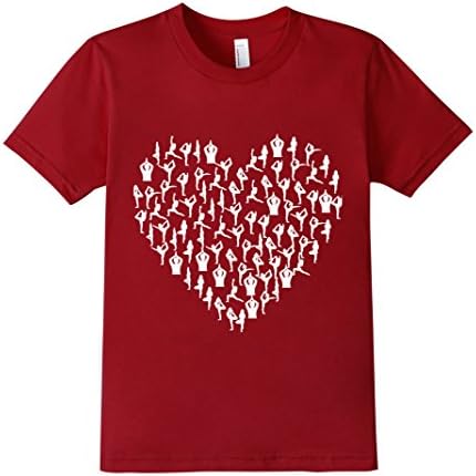 Kids I Love Yoga T-Shirt Heart Poses Asanas Tee 10 Cranberry