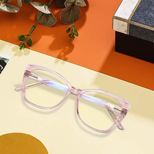 SUPACK Stylish Cat-Eye Blue Light Blocking Glasses, Diamond Cutting Design Frame, Computer Reading/Gaming/TV Eyeglasses for Women-SU201TF
