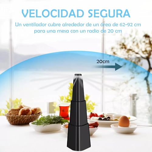 2 piezas Ventilador para Moscas de Mesa Portátil,Espanta Moscas para Mesa de Comedor Retráctil,Ahuyentador de Moscas con Gancho y Hoja de seguridad,paraRestaurantes, Hogar, Picnics (Negro, 2 paquetes)