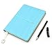 PU Leather Notebook, izBuy Retro Journal Vintage Diary Lined Memo Gift for Men/Women 200 Beige Pages,Elastic Band Stylish Wood Pattern Cover,Sky-Blue, Gel Pen Included (60-25)