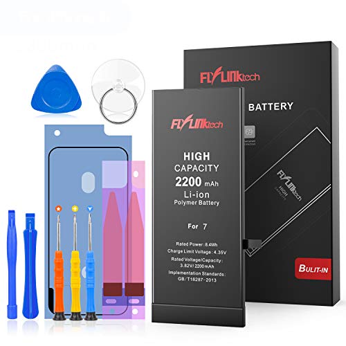 Flylinktech for iPhone 7 Battery, 2200mAh High Capacity Li-ion Battery with Repair Tool Kit-Included 24 Months Assurance