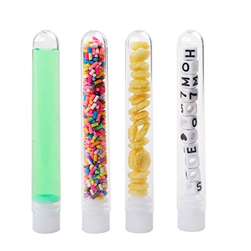 DEPEPE 60 Pcs 13x75mm Clear Mini Plastic Test Tubes with Caps (6ml), for Scientific Experiments, Party, Powders Spices Beads Storage Containers