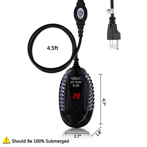 YCTECH Aquarium Heater (200Watt) with Intelligent LED Temperature Display for 20 to 35 Gallon Tank