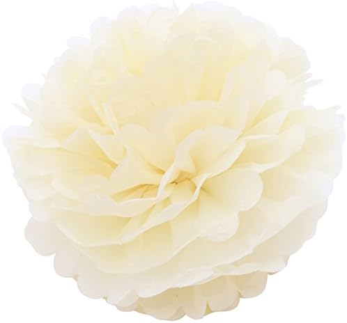 Daily Mall DIY Tissue Paper Flower 10pcs 8 inch 10 inch Decorative Hanging Flower Balls Craft Paper Pom Poms For Wedding, Baby Shower, Birthday, Party Decorations (Cream)