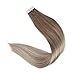 Fshine Tape In Human Hair Extensions 14 Inch Remy Hair Tape In Extensions Balayage Color 8 Ash Brown Fading To Platinum Blonde 60 And 18 Ash Blonde Skin Weft Hair Extensions 20Pcs 50 Gram