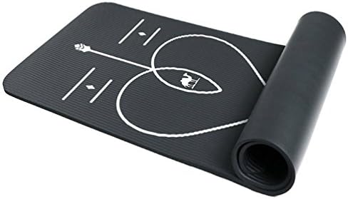 Health Fitness Exercise Mat with Printed Guided Alignment Line Anti-Slip Yoga Mat Extra Thick for Exercise Pilates Yoga (black)