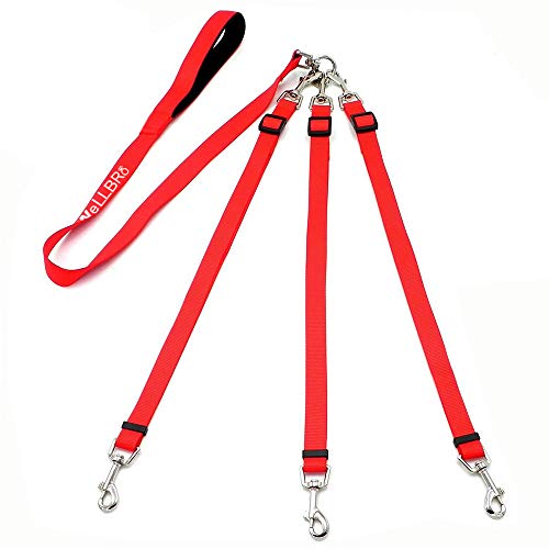 Wellbro 3 in 1 Durable Nylon Dog Leash with Padded Handle, Three- Way Pet Leash with a Coupler, Adjustable and Detachable, Lead for Small, Medium Dogs (Red) - Thumbnail 7