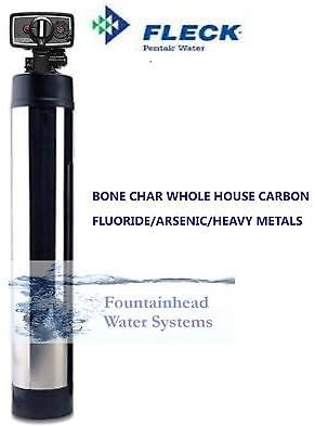 WHOLE HOUSE FLUORIDE/ARSENIC/HEAVY METAL FILTER 1.5 BONE CHAR CARBON STEEL COVER