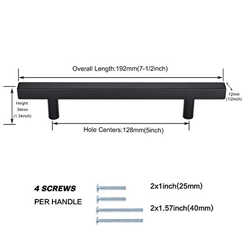5in Handles Black Kitchen Pulls 5 Pack J22BK 128mm