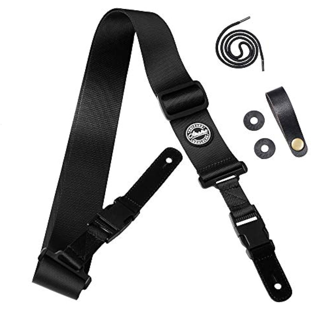 Straps Seatbelt Guitar With Clip Black Nylon For Acoustic