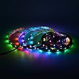 Mokungit APA102 LED Strip Lights 16.4ft 5m APA102-C Individually Addressable Magic Color LED Strip 30 Pixels/m 150 LEDs DC5V Black PCB Non-waterproof IP20