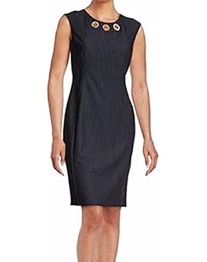 Women's Grommet Sheath Stretch Dress Blue 14
