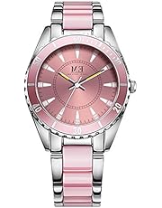 Luxuriös Damen Quarz Edelstahl Uhr Silber und Armband Kristall Akzent Tages rund wasserdicht analoge Armbanduhren für Damen