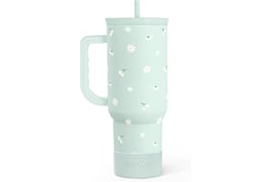 Daisy 40oz Tumbler with Handle and Straw – Flower Insulated Stainless Steel Travel Coffee Mug for Women Girls - Gift Idea for