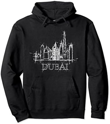 Unisex Dubai Skyline Graphic Pullover Hoodie Small Black