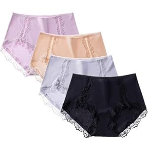 GLESTORE Vrouwen Ondergoed Mid Rise Dames Knickers Modal Comfy Slips met Kant Hipster Slipje Pack van 4