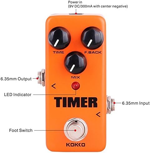 Timer Guitar Pedal, Mini Effect Processor Fully Analog Circuit Universal for Guitar and Bass, Exclude Power Adapter