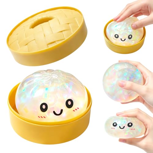 2026 New Glitter Dumpling Squishy Box, Stress Relief, Soft Squeeze Decompression Dough, Glitter Dumpling Squishy for Stress Relief