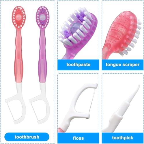 YOOJ® 26 Pcs Toothbrush & Floss, Mini Toothbrushes with Toothpaste, All in One Oral Care on The Go, 5 in 1 Mini Brush, Toothpaste and Floss, Disposable Travel Toothbrush Set