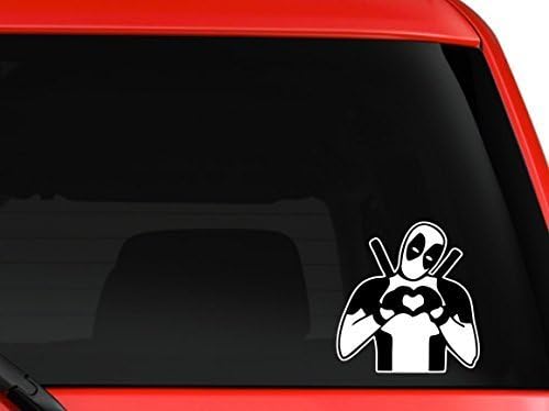 YourChoiceDecals Deadpool making heart sign on car truck SUV laptop mac toolbox wall window decal sticker 6 inches white with White Heart