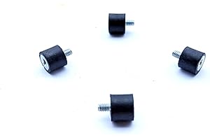 ELGINSCREWSANDBOLTS 4 Rubber Vibration Isolator Mounts (3/4" Dia x 5/8" Thk) 1/4-20 x 3/8" Long Stud