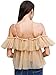 Simplee Women's Off Shoulder Sexy Ruffle Deep V Neck Blouse Shirt Lace Up Top (Nude 4-6)