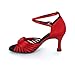 KAI-ROAD Ballroom Dance Shoes Women 3 inch Latin Dance Sandal Salsa Dance Heels, Red