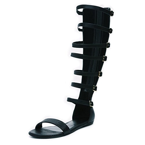 XYD Women Hollow Out Shoes Open Toe Over the Knee Gladiator Flat Sandal