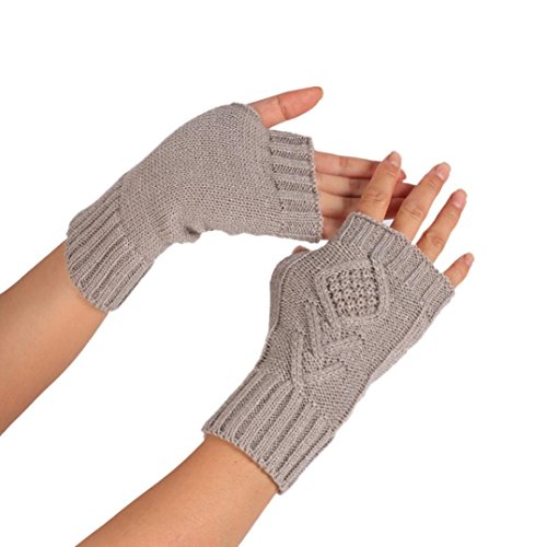 AIMTOPPY Fashion Knitted Arm Fingerless Winter Gloves Soft Warm Mittens (Gray)
