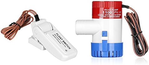 LEANINGTECH Boat Bilge Pump + Auto Float Switch Electric Submersible Bilge Plumbing 1100GPH 12V Automatic Float Switch Ignition Protected 12v-32v