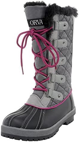 ORVA Women's Snow Canyon Waterproof Winter Snow Lace Up Boot (8 B(M) US, Grey)
