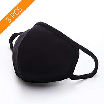 Anti Flu and Dust Mask, DGWHYC 3PCS Cotton Reusable Soft Breathable Half Face Masks, Face Mask for Flu Protection, Dust, Allergy and Pollution, for Teens Women Men (Black)