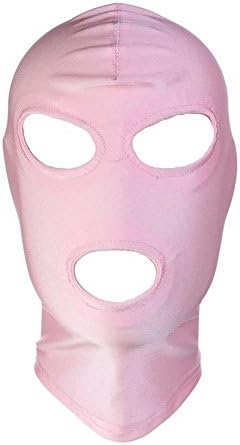 Uctry Unisex Breathable Blindfold Hood Mask Face Cover Halloween Head Mask Costumes (Pink Open Eyes&Mouth, M)