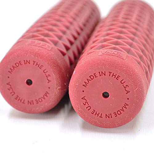 Vans"Waffle" Pattern Rubber Motorcycle Grips - OXBLOOD RED - Sold as a pair for 1" bars - Made In The USA ... - Thumbnail 2