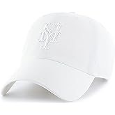 47 Brand MLB White White Primary Logo Clean Up Adjustable Baseball Cap Hat, Adult One Size Fits All - New York Mets White