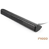 Ricco P26 MINI DSP 2.0 CHANNEL Ultra Light Aluminium USB Portable Travel Powerful Speaker For Laptop Desktop MAC Computer Netbook ---(Built-in DSP USB Sound Card, NO messy 3.5mm audio line-in cable is required any more.) (Black)
