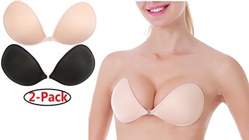 2-Pack Women's Strapless Bra Self Adhesive Silicone Invisible Push-up Bra Reusable Backless Sticky Bras