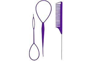 3 Pieces Topsy Tail Hair Tool, Lazy Hair Styling Tools Set, Large and Small Hair Drawing Hooks, Hair Removal Hook for Detangl