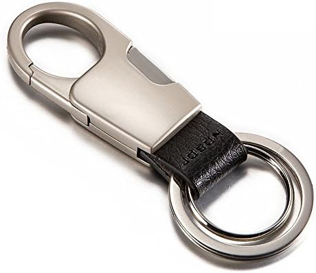 Dlisten Quick Release Car Key Chain Accessory with 2 Split Keyrings Stainless Steel Smooth Classic Keychian (Chrome)