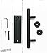 Barn Door Handle with Flush Pull - 12in Handle, 8 5/8in Flush Pull - Heavy Duty, Durable Powder Coated Black Finish, Includes Installation Bolts - Adds Antique, Rustic Look to Fences, Closets, Garage