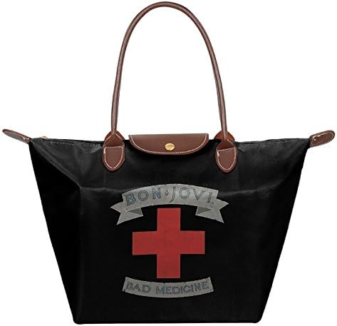 Bon Jovi Bad Medicine Women's Fashion Handbag Tote Shoulder Bags Black