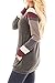 Womens Cotton Striped Casual Sweatshirt Long Sleeve Kangaroo Pocket Color Block Tunic Brown XL